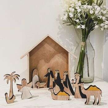 Wooden Nativity Christmas Scene 12 Piece Set, 3 of 3