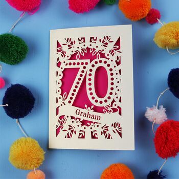 Personalised 70th Birthday Card Papercut Spotty Design, 7 of 9