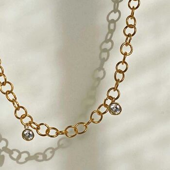 Stardust Five Diamond Dangle Gold Chain Link Necklace, 5 of 6