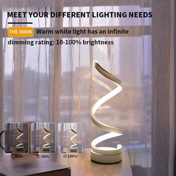 Minimalist LED Table Lamp Spiral Curved Desk Lamp, 4 of 9