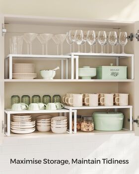 Spice Rack Set Stackable Cupboard Shelves, 4 of 7