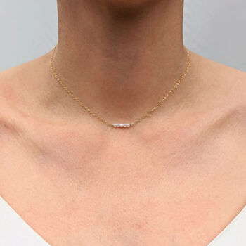 Eliana Tiny Pearl Bar Necklace, 3 of 3