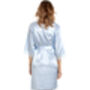 British Made Pale Blue Short Satin Dressing Gown With Lace Detail Ladies Size 8 To 28 UK, thumbnail 4 of 5