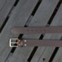 Men's Dark Brown Leather Belt English Leather Made In The UK, thumbnail 4 of 5