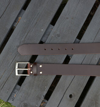 Men's Dark Brown Leather Belt English Leather Made In The UK, 4 of 5