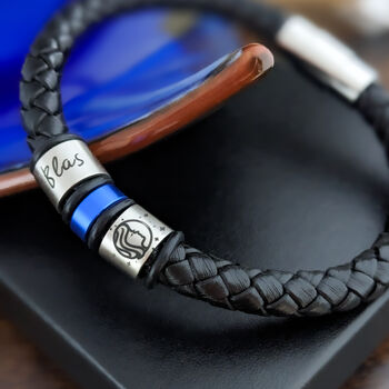 Personalised Star Sign Leather Bracelet For Him, 2 of 11
