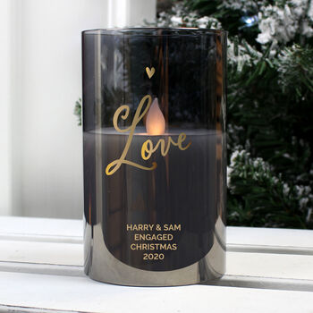 Personalised Love Smoked Glass LED Candle, 3 of 5