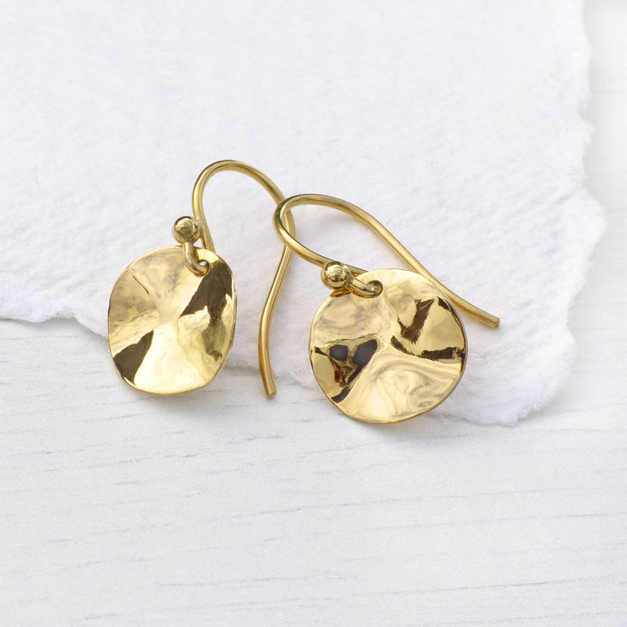 18ct gold disc earrings with crinkle effect by lilia nash jewellery ...