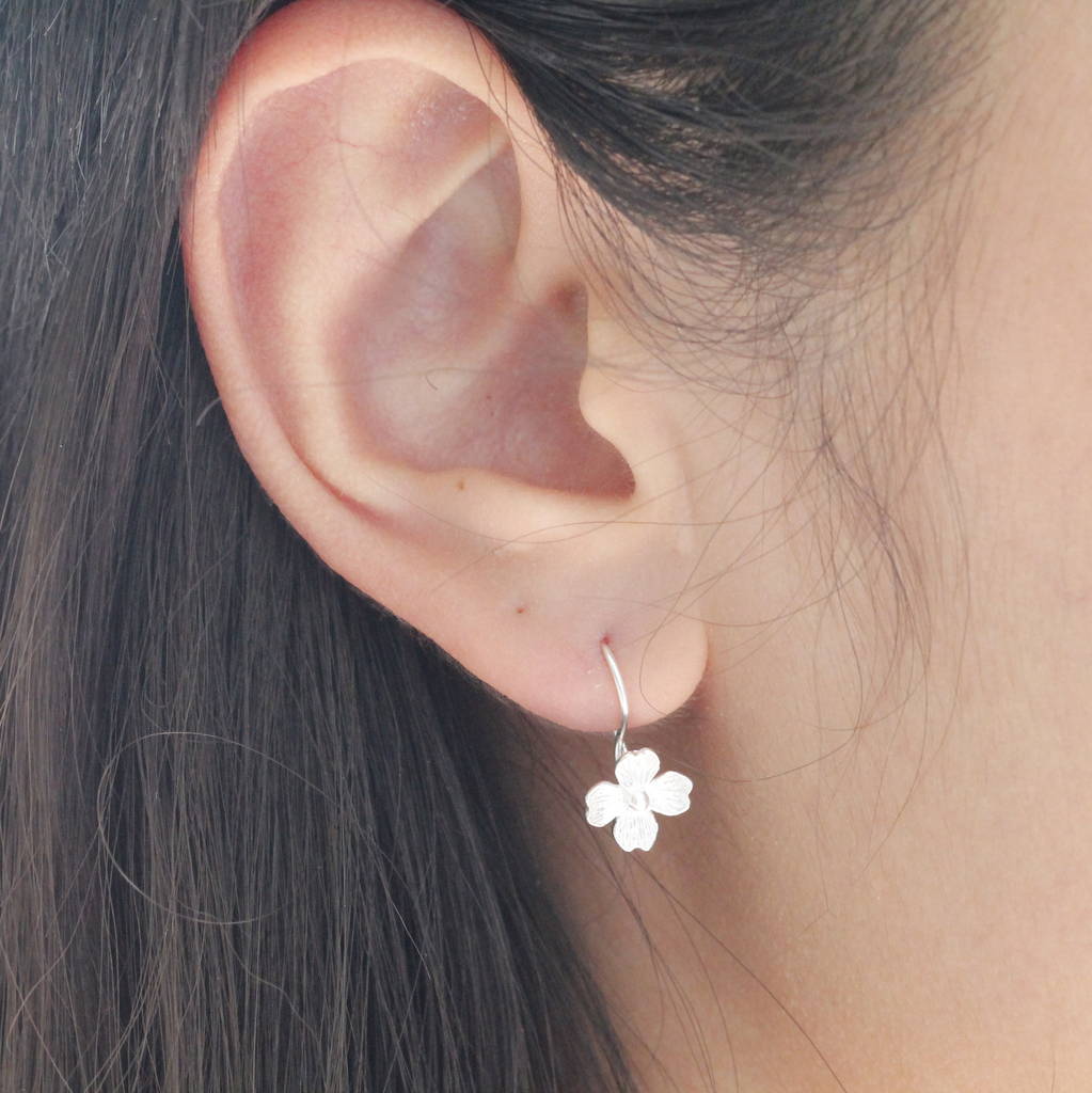 Silver Jasmine Flower Earrings By Attic