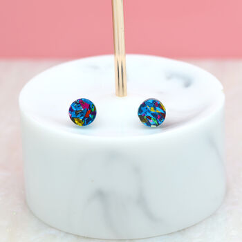 Blue Festival Confetti Acrylic Round Stud Earrings, 3 of 5