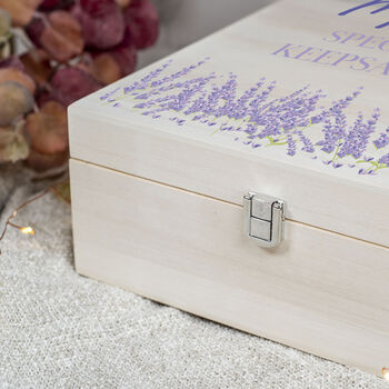Lavender Field Natural Wooden Memory Keepsake Box, 3 of 4