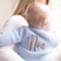 Blue Personalised Embroidered New Baby Name Cardigan, thumbnail 1 of 12