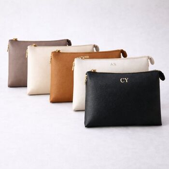 Personalised Custom Embossed Initials Saffiano Leather Trio Cross Body Bag, 3 of 8