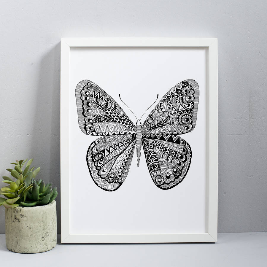 monochrome butterfly print by karin åkesson design | notonthehighstreet.com