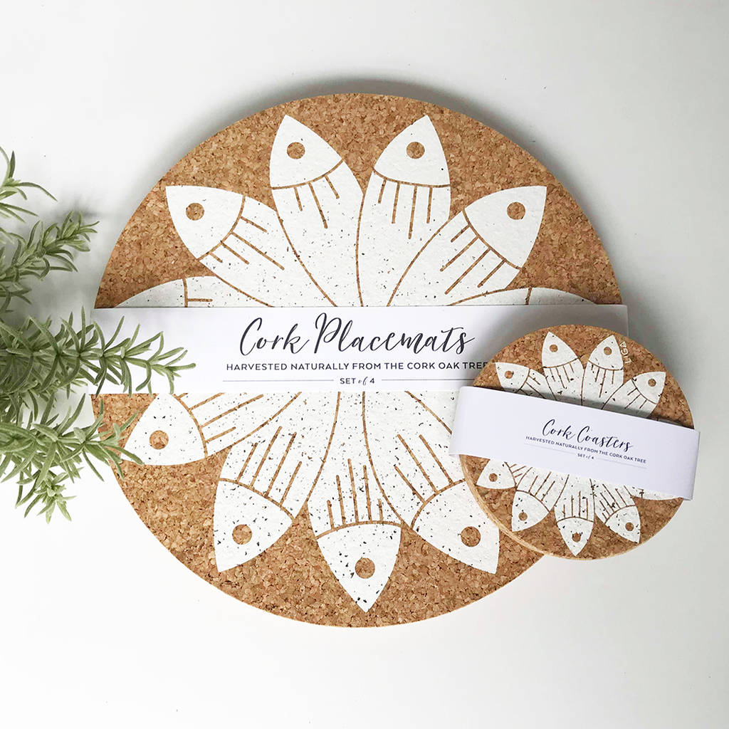 Set Of Four Cork Pilchard Wheel Mats By Liga Notonthehighstreet Com