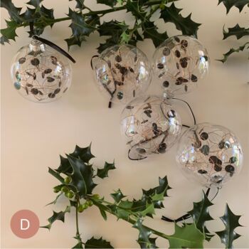 Set Of Six 7cm Sequin Glass Baubles, 4 of 9