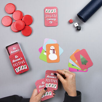 Personalised Festive Snap Playing Cards In A Tin, 2 of 6