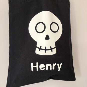 Glow In The Dark Personalised Skull Halloween Treat Bag, 2 of 2