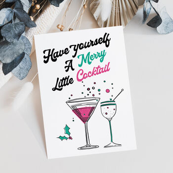 Merry Little Cocktail Christmas Card, 3 of 4