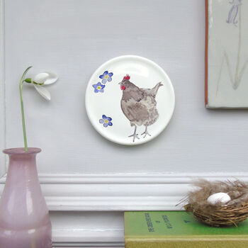 Hens And Forget Me Nots Decorative Mini Wall Plates, 4 of 6