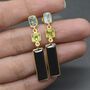 Black Onyx, Peridot, Blue Topaz Earrings, thumbnail 8 of 11