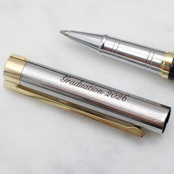 Personalised Rhodium Plated And Enamel Rollerball Pen, 2 of 5