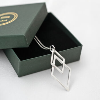 Sterling Silver Geometric Statement Necklace, 4 of 10