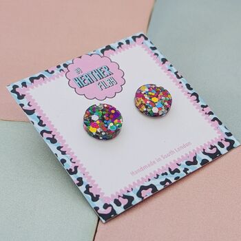Circle Glitter Stud Earrings *More Colours Available*, 4 of 12