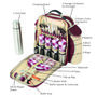 Deluxe Four Person Picnic And Flask Set Mulberry Red, thumbnail 2 of 4
