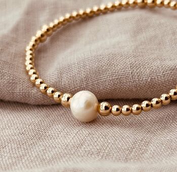 18ct Gold Plated Bead And Freshwater Pearl Bracelet, 3 of 3