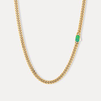 Gold Opal Gemstone Cuban Necklace Chain For Men, 4 of 10