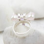 Morganite And Amethyst Gemstone Butterfly Silver Ring, thumbnail 2 of 4