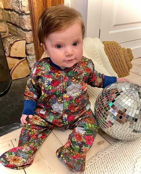 Personalised Floral Disco Babygrow, 4 of 6