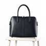 Navy Structured Classic Leather Handbag, thumbnail 1 of 9