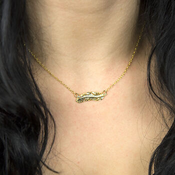Gold Plated Sterling Silver Feather Necklace, 2 of 3