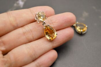 Citrine Teardrop Sterling Silver Earrings, 4 of 5