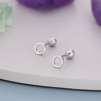 Sterling Silver Open Circle Screw Back Earrings, 4 of 12