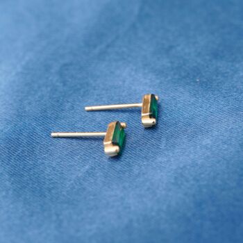Emerald Birthstone Stud Earrings, Green Stone Stud Earrings, 4 of 7