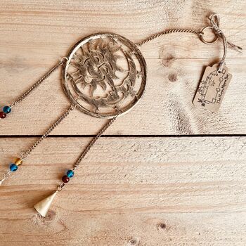 Handmade Metal Moon And Sun Wind Chime With Bells, 3 of 6