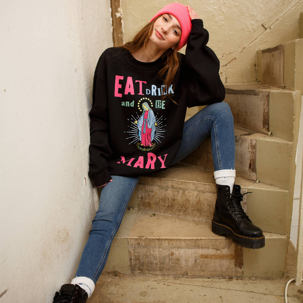 Eat Drink And Be Mary Women's Christmas Jumper, 1 of 5