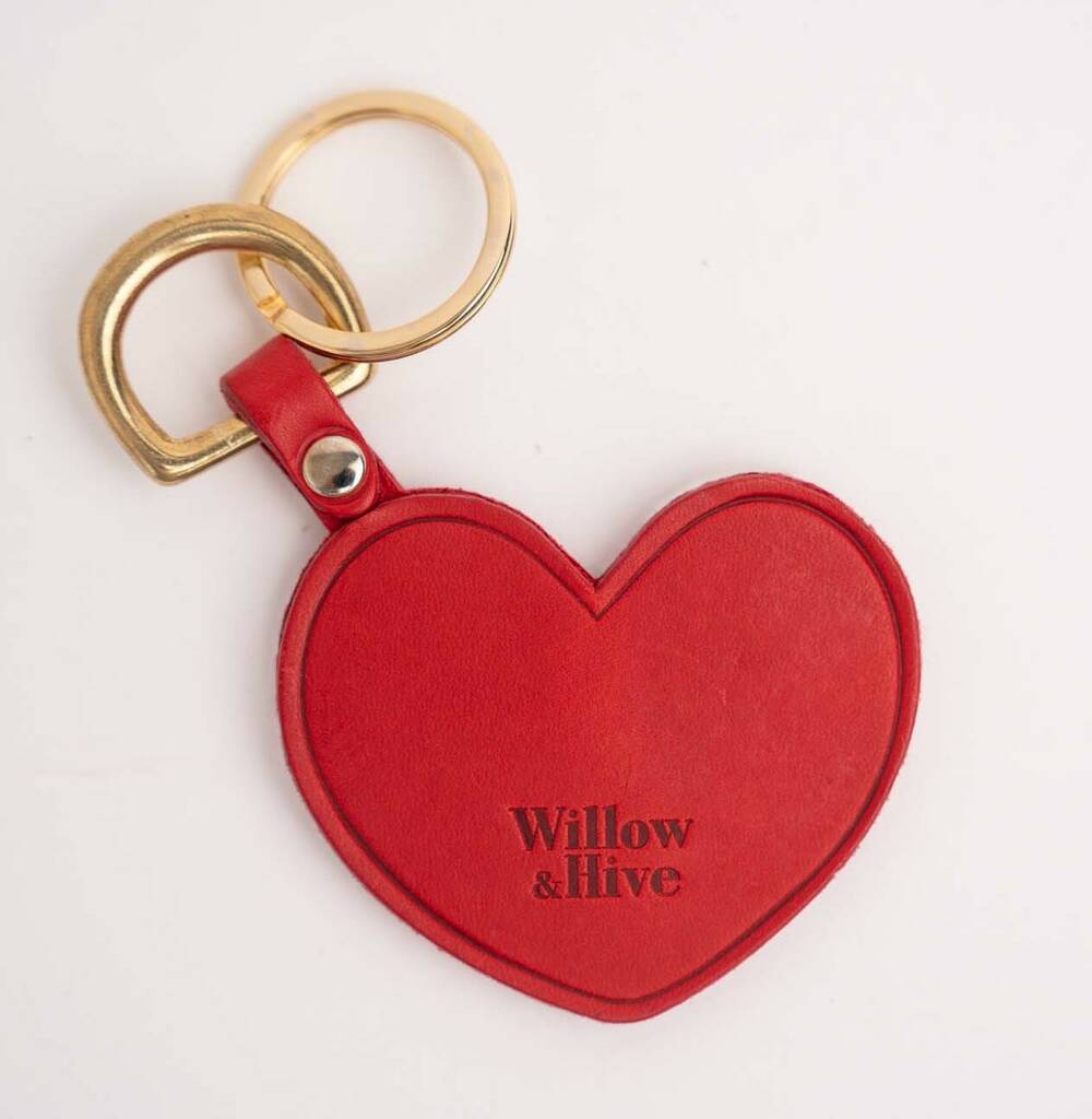Personalised Leather Heart Keyring By Willow & Hive ...
