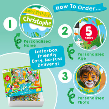 Personalised Jungle Fun Birthday Jigsaw Puzzle, 4 of 9