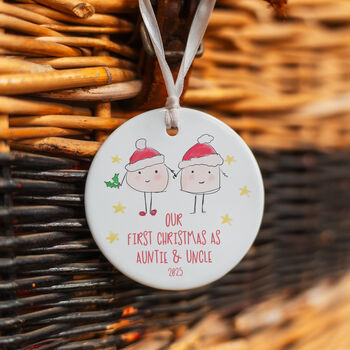 Our First Christmas As Auntie And Uncle Ceramic Tree Decoration C, 2 of 4