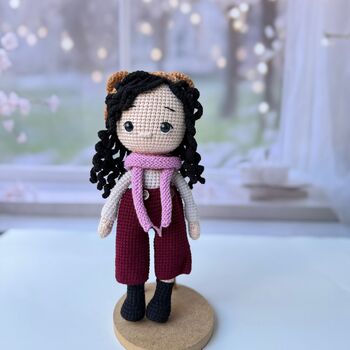 Curly Hair Crochet Doll, Handmade Toys, 9 of 12