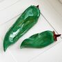 Hand Sculpted Ceramic Wall Art: Olive Green Peppers, thumbnail 1 of 5