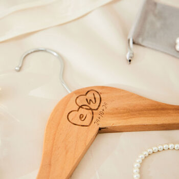 Personalised Couple Heart Wooden Hanger, 2 of 4