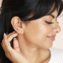 Gold Sterling Silver Crystal Dome Huggie Hoop Earrings, thumbnail 3 of 5