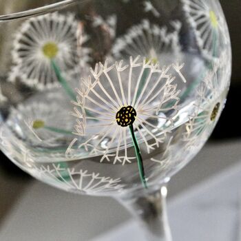 Dandelion Hand Painted Gin Glass, 3 of 7