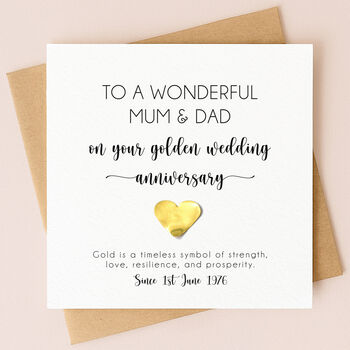 Personalised 50th Anniversary Card With Gold Heart, 4 of 8