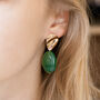 Gold Colour Stud And Stone Resin Drop Earrings, thumbnail 4 of 6